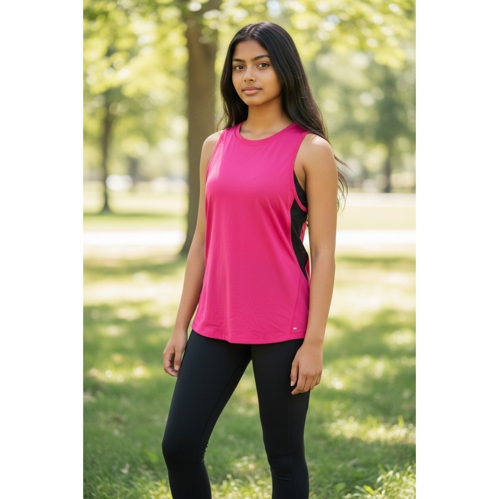Tek Gear Activewear Top Size Large Drytek Black/Gray Reflective Logo